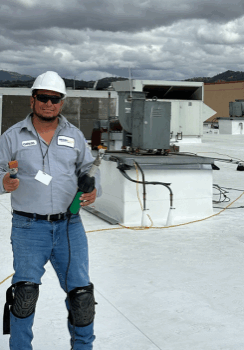 flat roof maintenance team on site