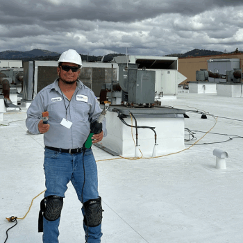 flat roof maintenance team on site
