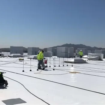 commercial TPO roofing installation in progress